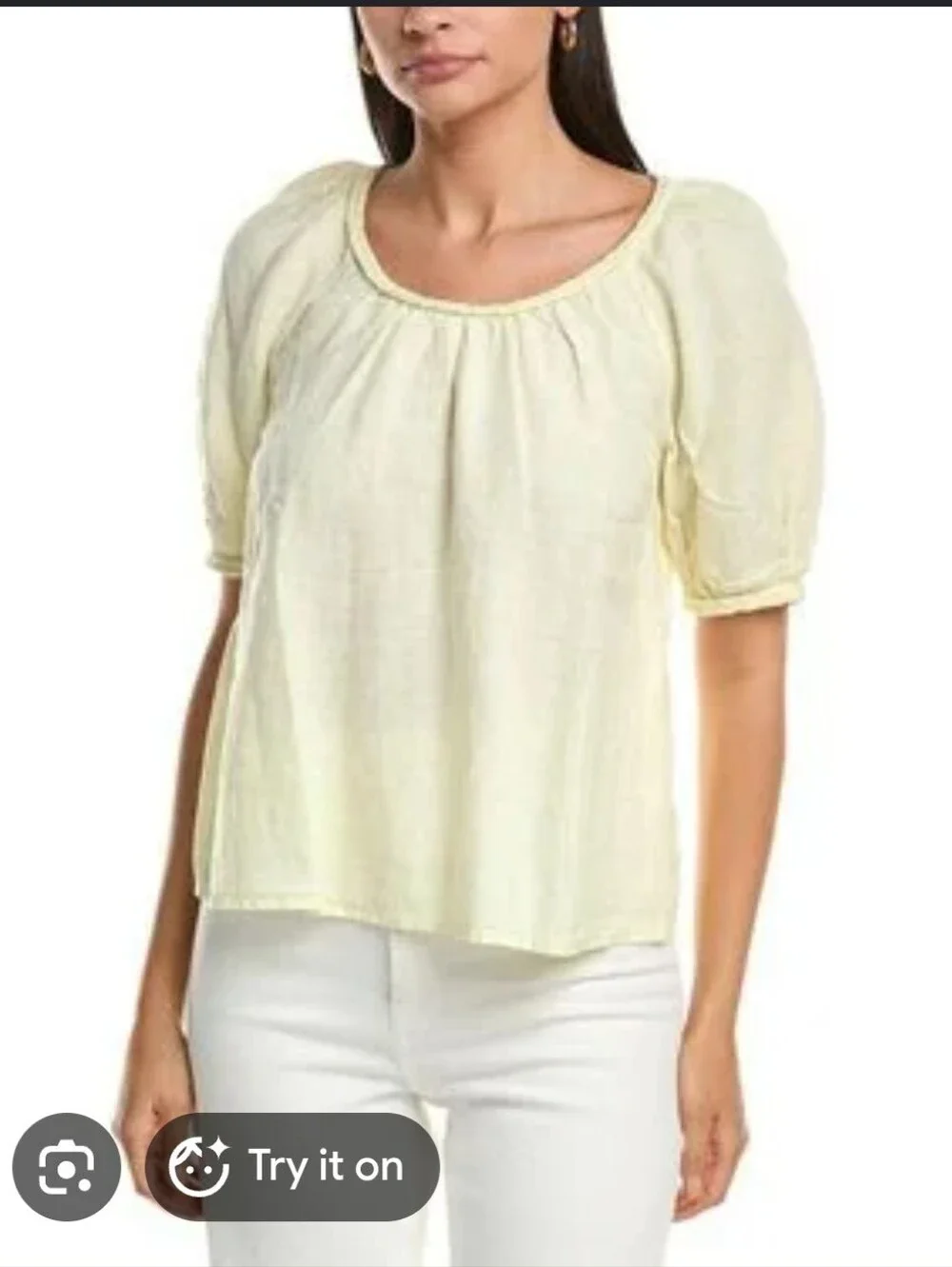 NWT Lilly Pulitzer Pale Yellow Calais Scoop-Neck 100% Linen Top XL, Ret. $138